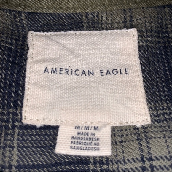 *Read Entire Description* American Eagle Flannel Lined Canvas Shirt Mens Med - Picture 10 of 10